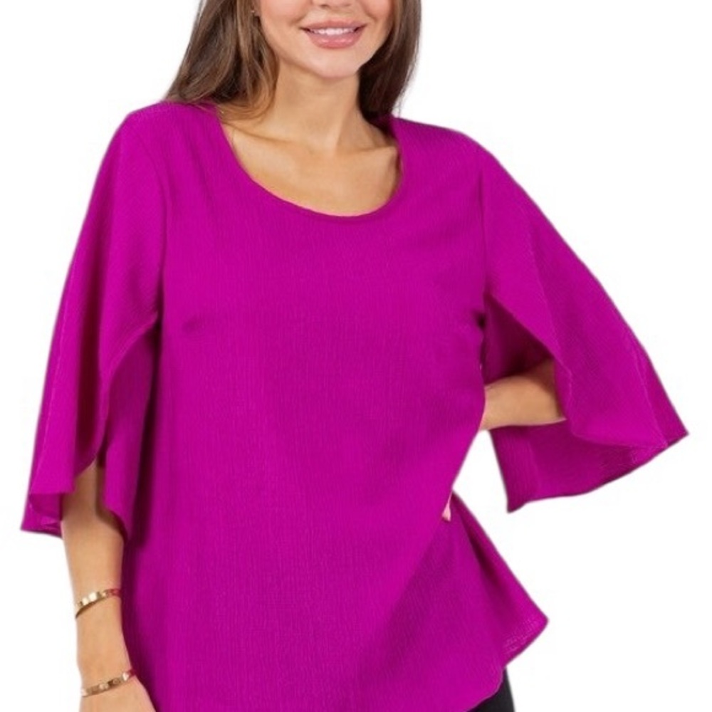 Spin USA Women's "Sasha" Tulip Sleeve
Magenta Blouse Top Size S